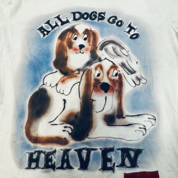Urban Outfitters CHNGE Exclusive Shirt Sz L All Dogs Go To Heaven Airbrush - Picture 9 of 11